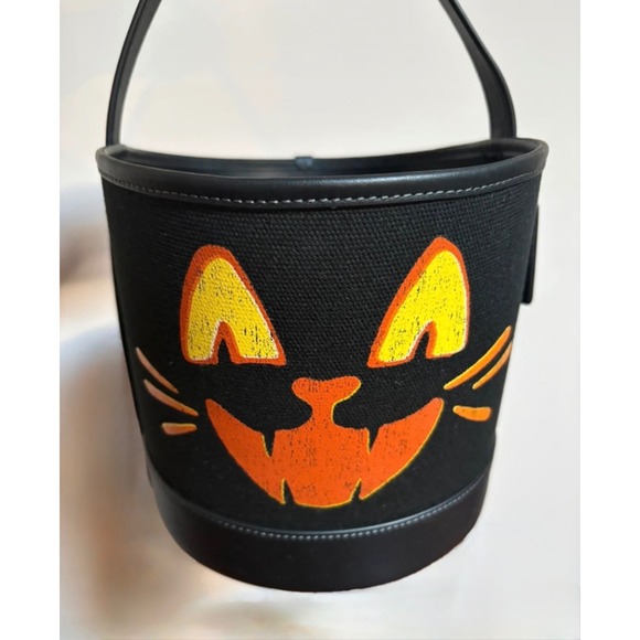 Coach Handbags - Coach Halloween Trick or Treat Bucket Bag Black Cat Canvas Leather NWOT